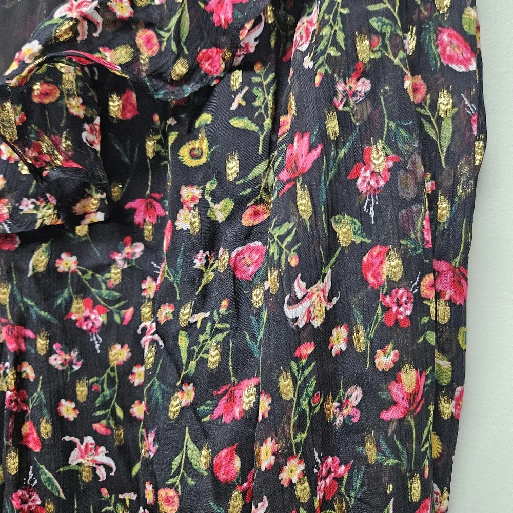 J. Crew Ruffleneck Blouse Midnight Vintage Floral Romantic Coquette Whimsigoth